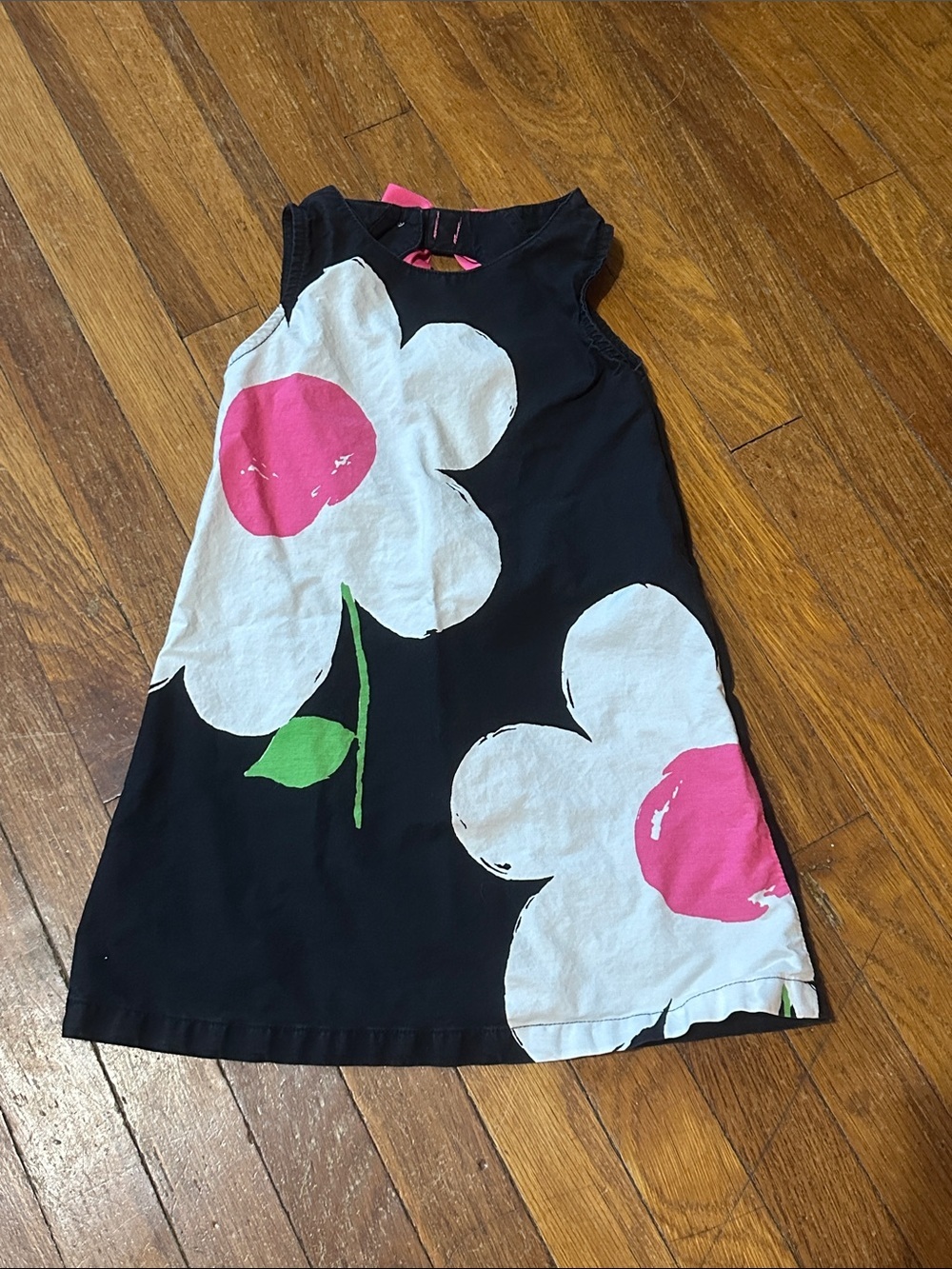 Gymboree Girl’s Black Sleeveless Daisy Dress, Bow, 100% Cotton, Sz 4